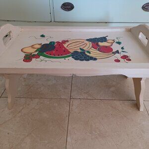 Folding table wooden for bed handpainted